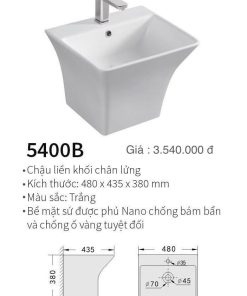CHẬU LAVABO LIỀN CHÂN KOLNI 5400B
