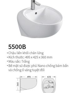 CHẬU LAVABO LIỀN CHÂN KOLNI 5500B