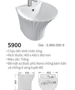 CHẬU LAVABO LIỀN CHÂN KOLNI 5900