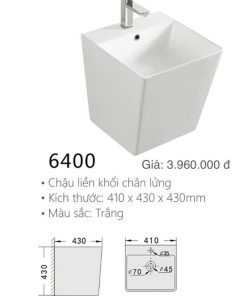 CHẬU LAVABO LIỀN CHÂN KOLNI 6400