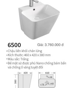 CHẬU LAVABO LIỀN CHÂN KOLNI 6500