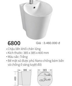CHẬU LAVABO LIỀN CHÂN KOLNI 6800