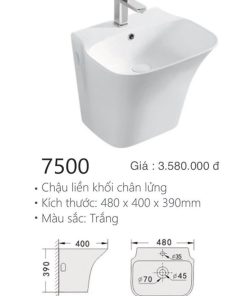 CHẬU LAVABO LIỀN CHÂN KOLNI 7500