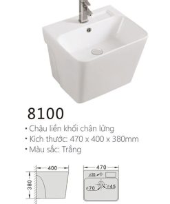CHẬU LAVABO LIỀN CHÂN KOLNI 8100