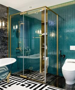 VÁCH KÍNH NHÀ TẮM MÀU VÀNG FENDI  FMG-1X3G (1100x900x2000mm)