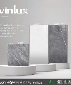 Bộ gạch ốp tường phòng tắm 30x60 vân đá Vinlux 01087-02834-02836 men bóng