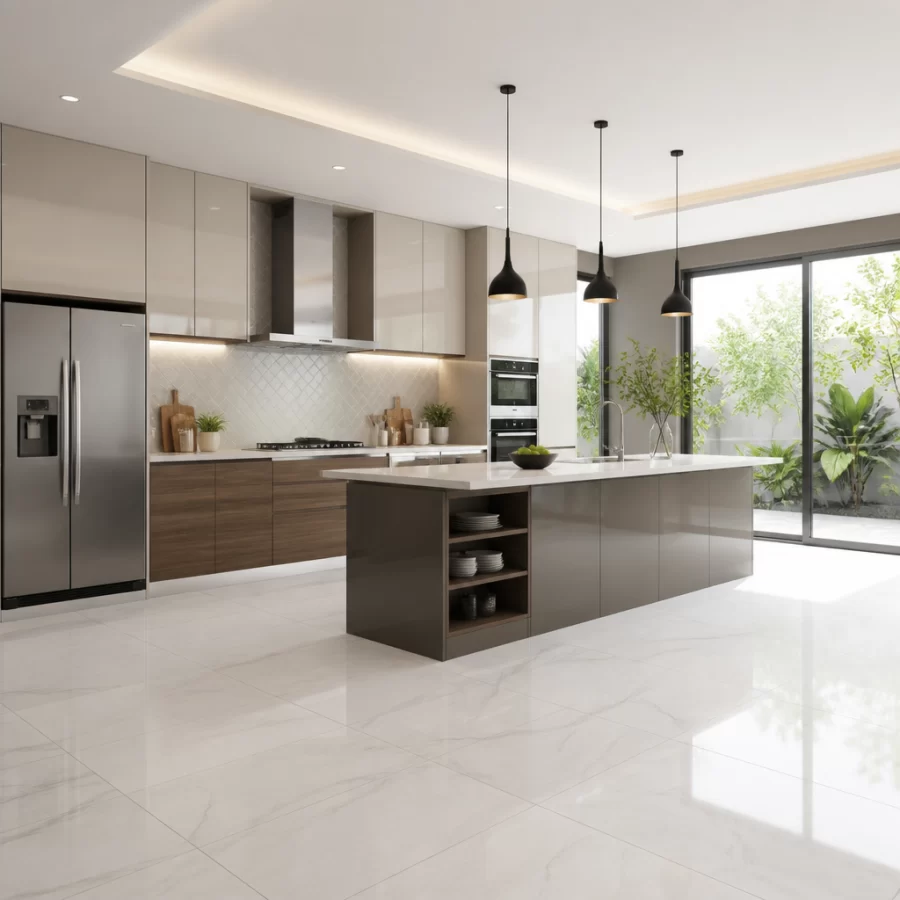 Hình ảnh mẫu gạch lát nền bếp hiện đại với thiết kế đẹp mắt.