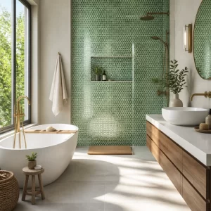Hình ảnh minh họa gạch mosaic trong trang trí nội thất, thể hiện sự đa dạng và phong cách.
