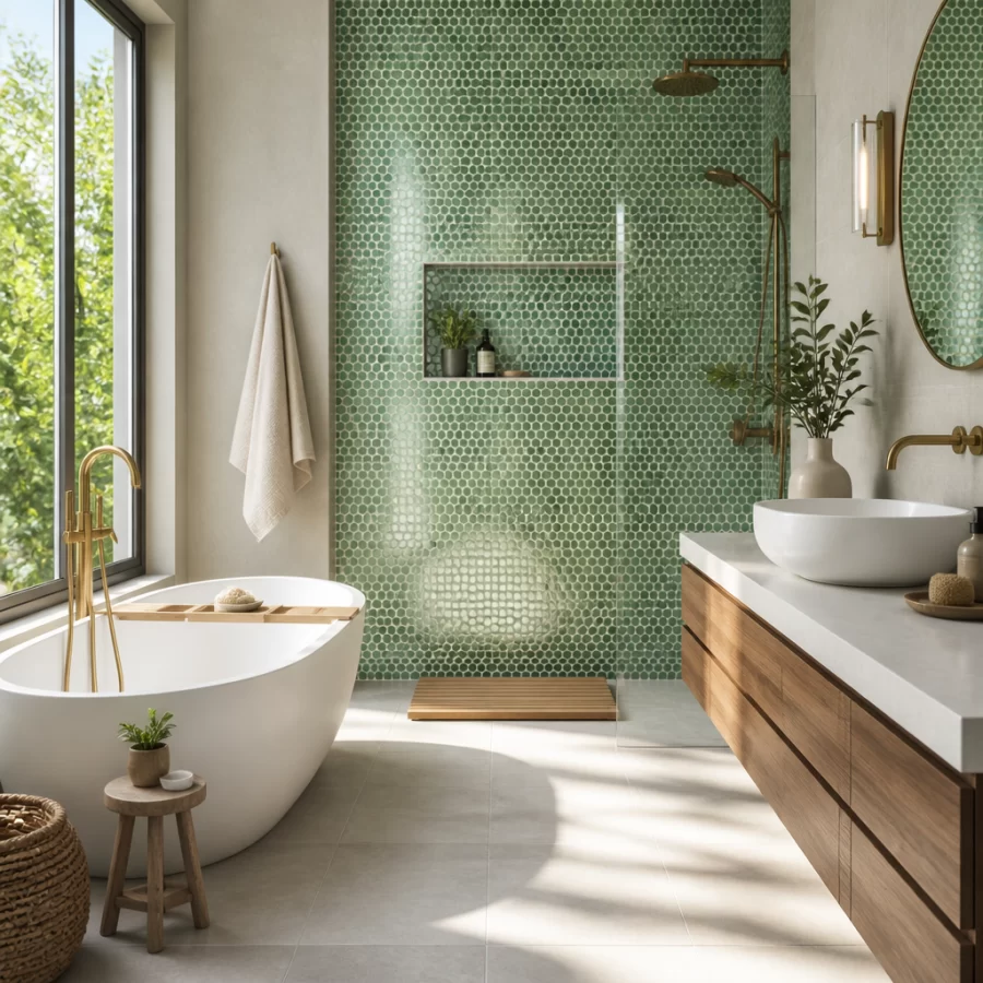 Hình ảnh minh họa gạch mosaic trong trang trí nội thất, thể hiện sự đa dạng và phong cách.