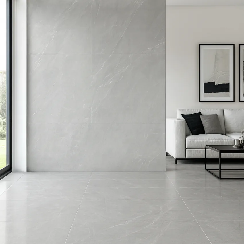 Gạch Ấn Độ 60x120 Fredrick Grey phối cảnh phòng khách Phối cảnh sử dụng Gạch Ấn Độ 60x120 Fredrick Grey