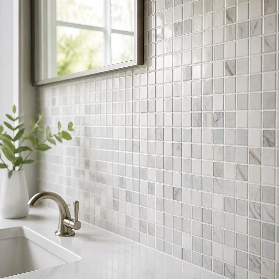 Bề mặt gạch mosaic sau khi chít mạch đều đẹp ở khu vực ẩm