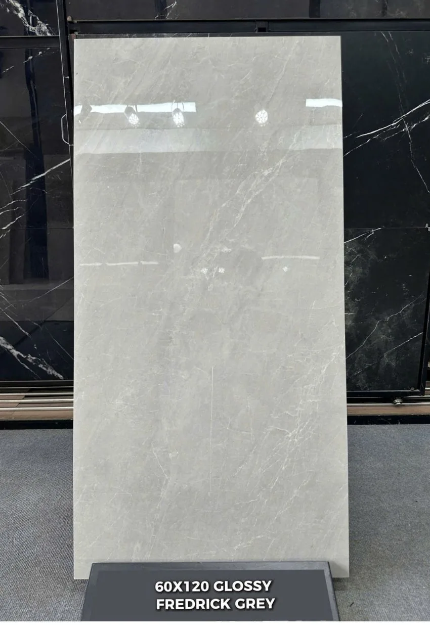 Gạch Ấn Độ 60x120 Fredrick Grey bề mặt bóng Gạch Ấn Độ 60x120 Fredrick Grey họa tiết vân đá bóng