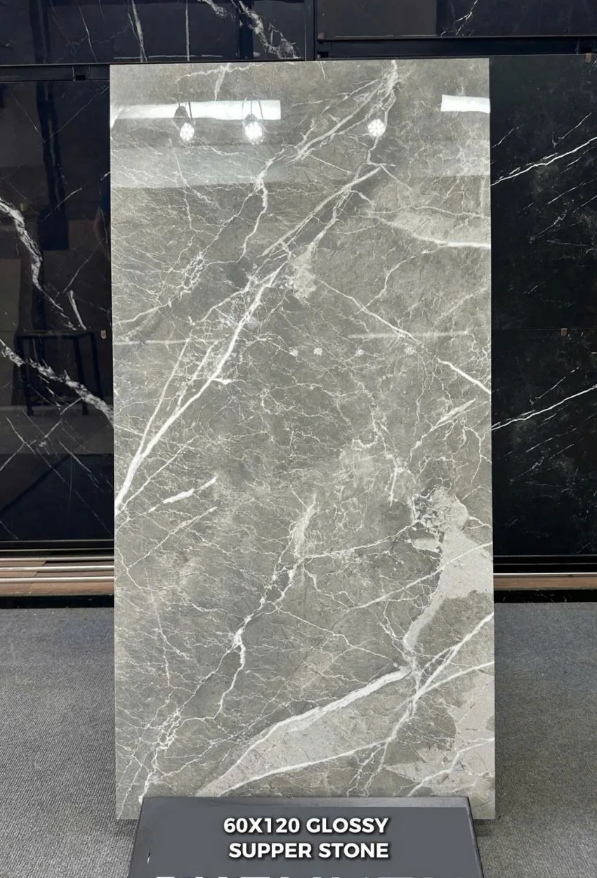 Gạch Ấn Độ 60x120 Supper Stone bề mặt bóng vân mây Gạch Ấn Độ 60x120 Supper Stone bề mặt bóng vân mây