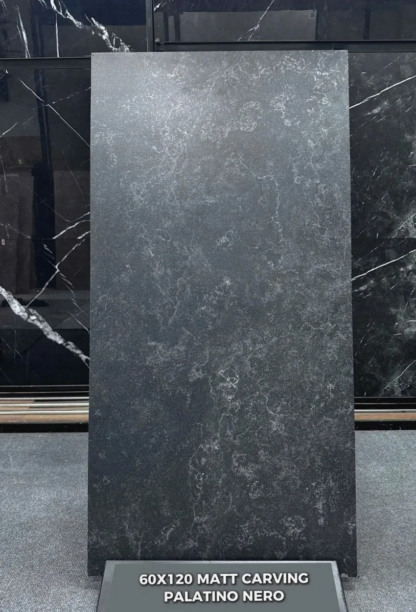 Gạch Ấn Độ 60x120 Palatino Nero matt carving mặt chính Gạch Ấn Độ 60x120 Palatino Nero matt carving mặt chính