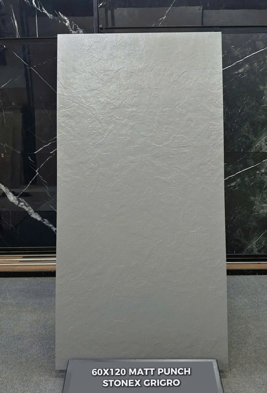 Gạch Ấn Độ 60x120 Stonex Grigro Porcelain mặt matt carving màu xám Gạch Ấn Độ 60x120 Stonex Grigro màu xám mặt matt carving