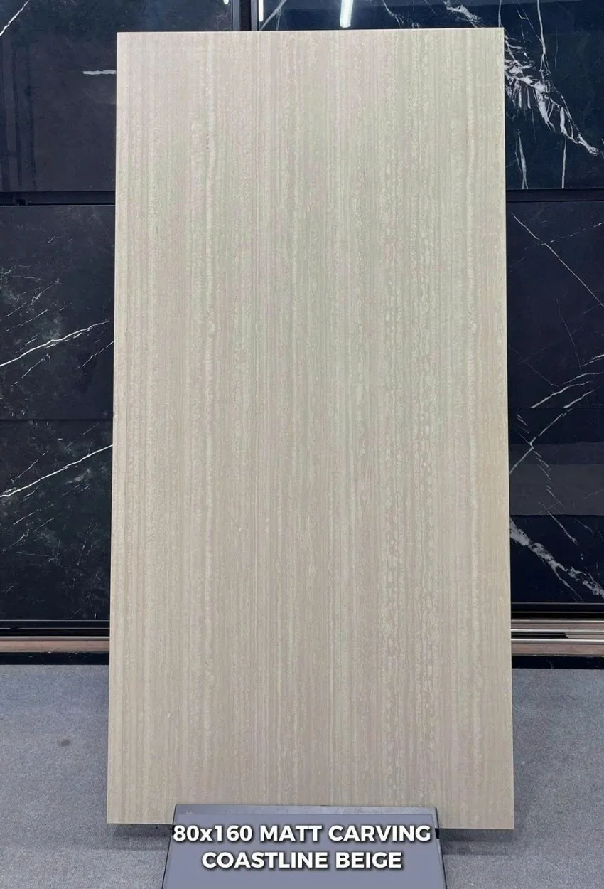 Gạch Ấn Độ 80x160 Coastline Beige Gạch Ấn Độ 80x160 Coastline Beige matt carving màu kem họa tiết travertine