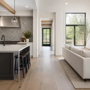 Gạch mosaic được ứng dụng làm điểm nhấn ở khu vực bếp hoặc lavabo trong không gian nội thất hiện đại.