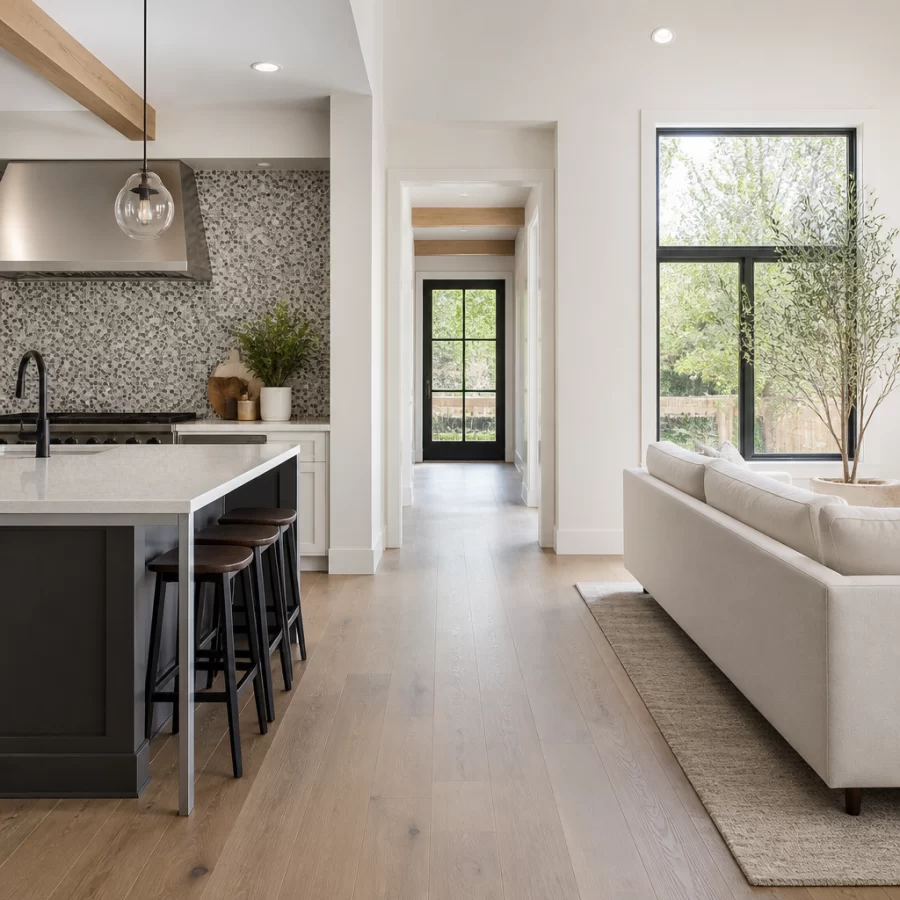 Gạch mosaic được ứng dụng làm điểm nhấn ở khu vực bếp hoặc lavabo trong không gian nội thất hiện đại.