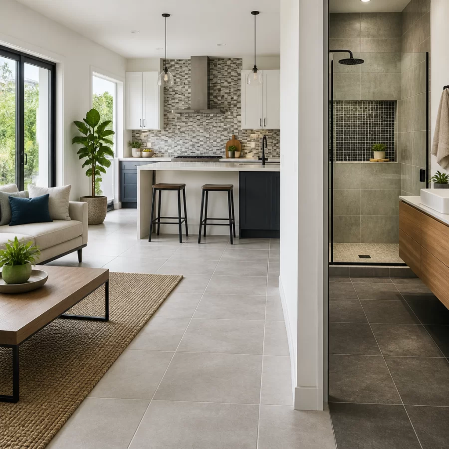 Gợi ý ứng dụng gạch mosaic và gạch men cho phòng khách, bếp và phòng tắm