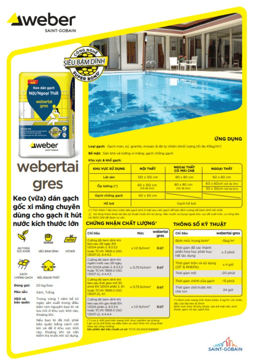 thông tin keo dán gạch webertai gres