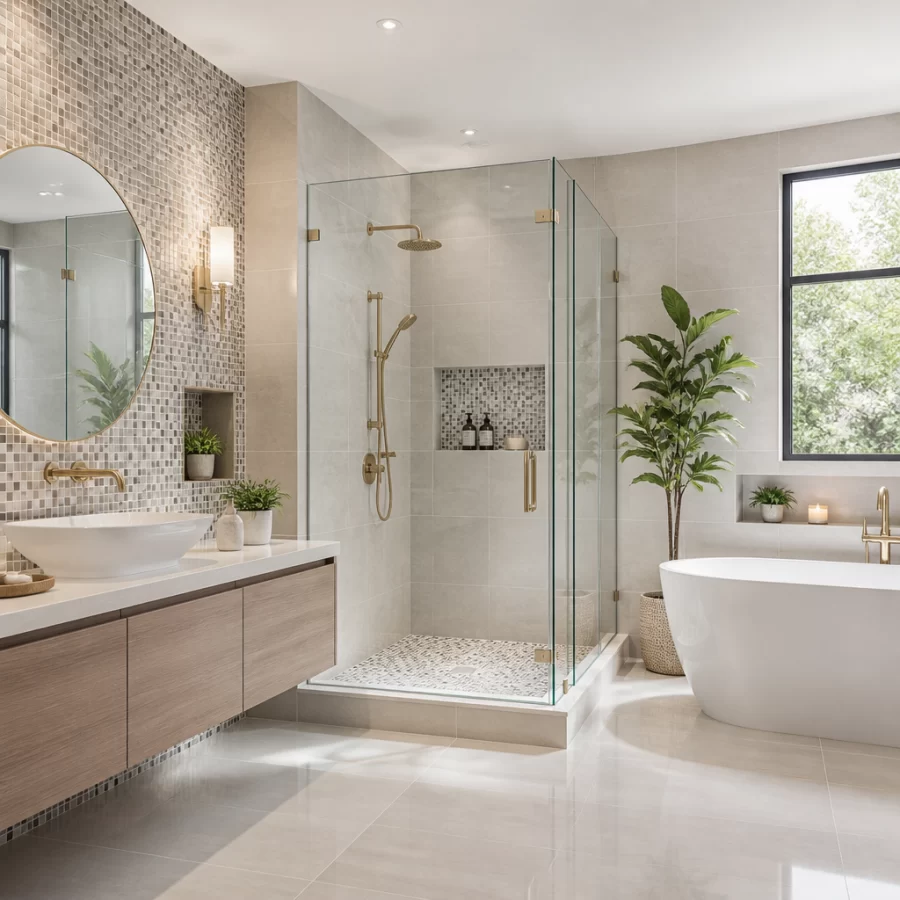 Chọn gạch mosaic để tăng tính thẩm mỹ cho phòng tắm