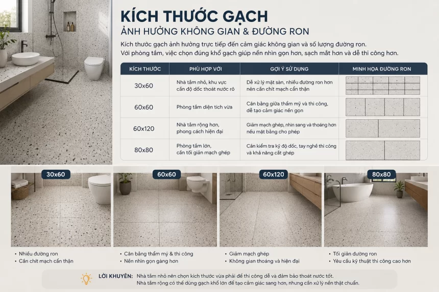 Gạch terrazzo nhà tắm: kinh nghiệm Gạch terrazzo nhà tắm: kinh nghiệm chọn kích thước phù hợp