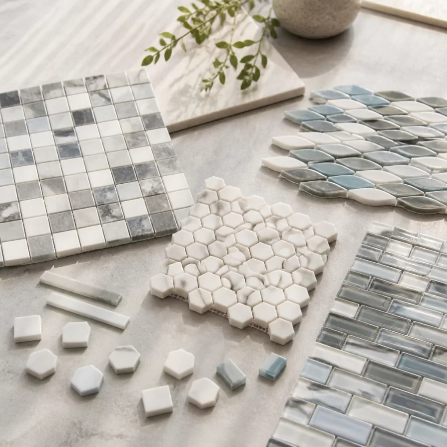 Các mẫu gạch mosaic tham khảo với nhiều kiểu bề mặt và ứng dụng khác nhau