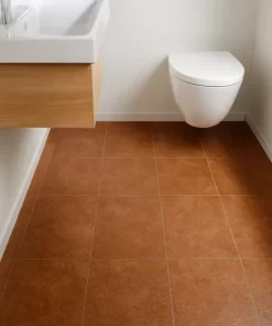 Sàn phòng tắm lát gạch 30x60 Novita màu nâu đỏ vân xi măng men matt theo phong cách tối giản