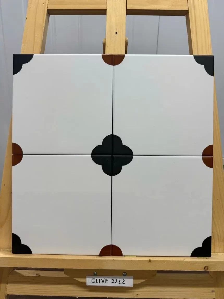 Gạch bông 20x20 hãng Novita OLIVE 2212 Hình ảnh sản phẩm gạch bông 20x20 Novita OLIVE 2212 men matt porcelain hoa văn đặc trưng