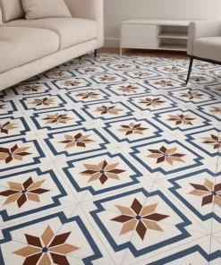 Gạch bông Novita OLIVE 2206 porcelain 20x20 men matt lát nền phòng khách, giữ nguyên hoa văn và màu sắc đặc trưng