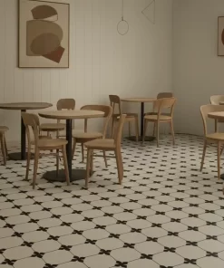 Sàn quán cafe lát gạch bông Novita OLIVE 2231, hoa văn nổi bật, phù hợp không gian sáng tạo