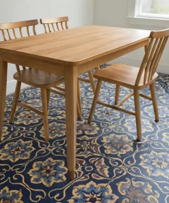 Gạch bông 30x30 Novita MIMOSA 3306 lát nền phòng ăn với hoa văn xanh navy-kem-nâu nổi bật